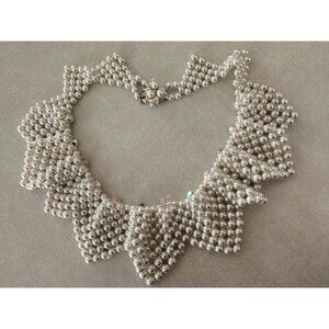 Silver Pearl Cluster Bib Necklace - Women Jewelry Necklaces